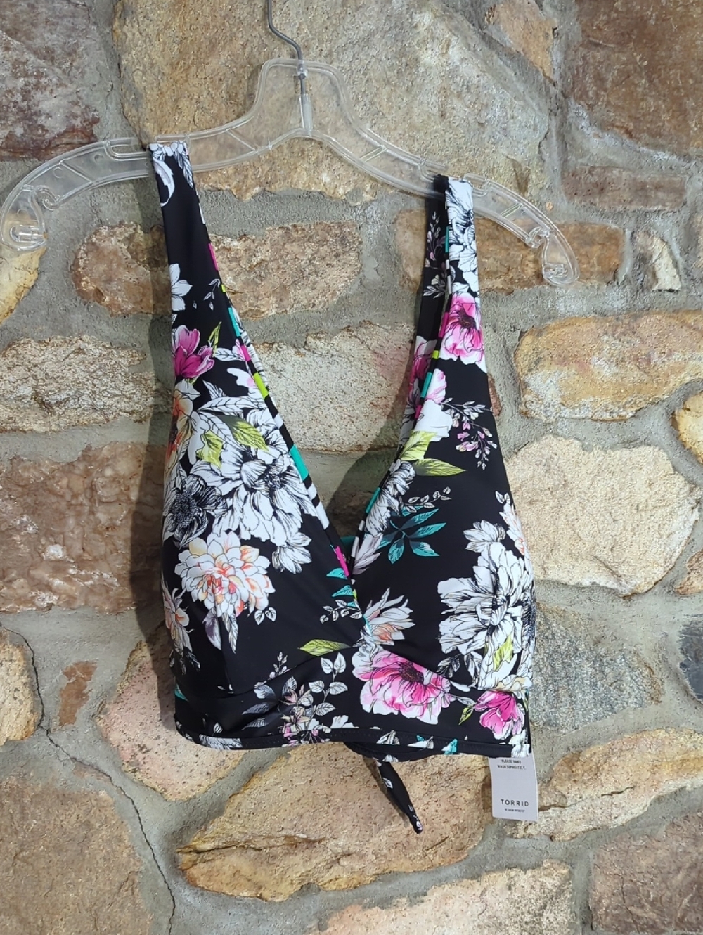 Torrid Floral & Stripe Reversible Bikini Top - Picture 8 of 12